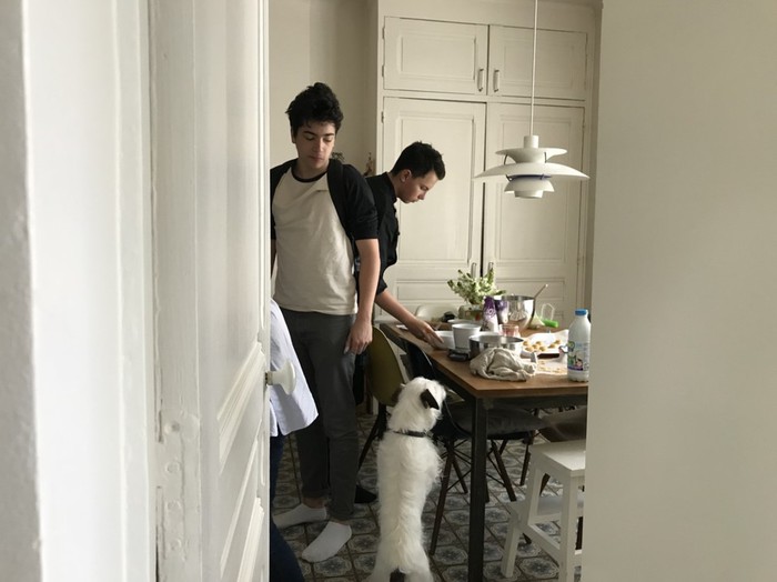 パリ パティシエを目指す男の子がキッチンで練習中